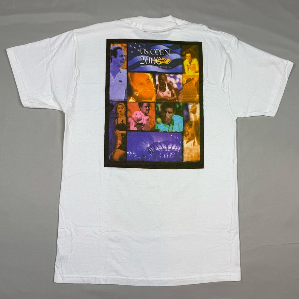 Vtg US Open 2000 T-Shirt Sz Medium Serena Williams Andre Agassi John McEnroe B1
